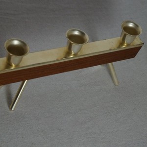 Teak Wood Candle Holder with Brass Legs | Handcrafted <b>Wooden</b> <b>Candlestick</b> Wholesale - Product Image 3