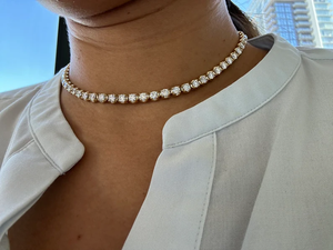 Luxury Gold Plated <b>Choker</b> Necklace With Round Cubic Zirconia Channel Setting For Women Party Daily Wear - Product Image 2