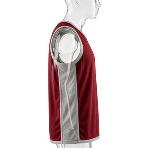 Débardeur de baseball pour homme - Rouge bordeaux et gris platine, maille respirante en polyester - Product Image 4