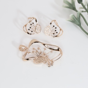 Rose Gold Pendant and <b>Stud</b> <b>Earrings</b> Set Classic Lab Grown Diamond <b>Crystal</b> Abstract Floral Necklace Fine Jewelry Sets For Women - Product Image 4