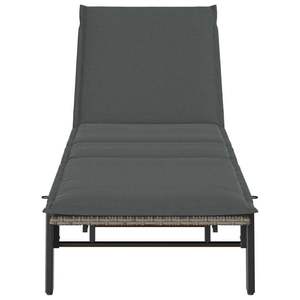 Tumbona Ajustable de Ratán PE Gris y Acero con Recubrimiento en Polvo, Muebles de Exterior Duraderos - Product Image 6