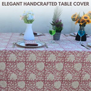 Classic Floral Printed Cotton Linen <b>Tablecloth</b> <b>Square</b> Washable Home Dining Cover Pink White Pattern - Product Image 6