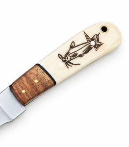 Cuchillo de cocina de alto contenido de carbono con mango de hueso personalizado, hoja de 1 pieza con filo recto y punta caída, 13 pulgadas de longitud total - Product Image 2