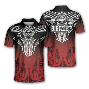 Jersey de Billar Sublimado Personalizado Premium para Hombre, Diseño de 9 Bolas con Estampado Geométrico Tribal - Product Image 1