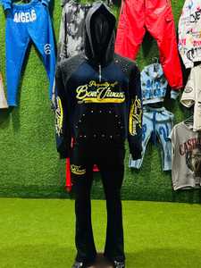 Conjunto Deportivo de Dos Piezas con Capucha y Estampado de Camuflaje, Impermeable, de Poliéster/Nailon Grueso - Product Image 1