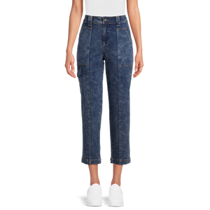 Pantalones de Mezclilla de Cintura Alta para Mujer, Pantalones Casuales con Bolsillos, Estilo Urbano, de Alta Calidad - Product Image 1