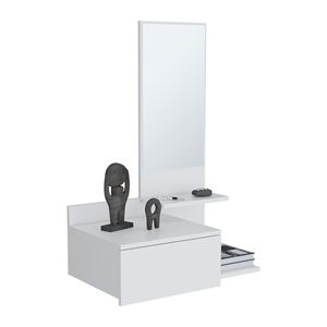 Armadietto Galleggiante da Corridoio Smart Storage & Organization 92 cm (36.2\") H, 1 Cassetto, 3 Ripiani, 1 Specchio, Bianco - Product Image 2