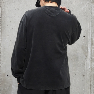 T-shirt con foro di cotone Oversize lavata t-shirt <span class=keywords><strong>Vintage</strong></span> tinta unita Casual atletico Anti strizzacervelli <span class=keywords><strong>camicie</strong></span> a maniche lunghe da uomo - Product Image 4