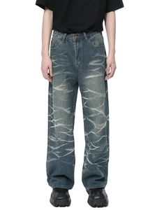 New High Quality Breathable Design Acid Wash Baggy Jeans Men Customized Clothing Manufacture New Fashion Design Men Jeans Pant - Product Image 5