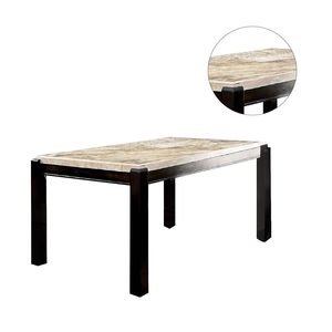 Tavolo da Pranzo Rettangolare in Noce Scuro Stile Transizionale con Piano in Vero Marmo Avorio, 1 Pezzo, Arredamento per Cucina e Sala da Pranzo - Product Image 5