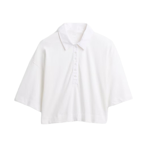 เสื้อโปโลผู้หญิงลายทาง แขนสามส่วน ทรงหลวม สวมใส่สบายๆ สำหรับฤดูใบไม้ผลิและฤดูร้อน สีเหลืองดำ ทอลายบล็อกสี - Product Image 1