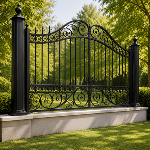 Barrières en fer forgé noir, clôtures décoratives de jardin, barrières métalliques extérieures, fournisseur en gros - Product Image 2
