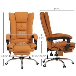 Sedia da Ufficio Direzionale con 4 Modalità di Vibrazione, Reclinabile, Altezza Regolabile, Girevole e in Pelle PU Marrone Chiaro per Casa e Palestra - Product Image 3