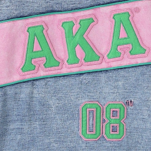 AKA เสื้อเชิ้ตผ้าเดนิมพรีเมี่ยม สีฟ้าอ่อน สีชมพู สีเขียว คอกลม แขนสั้น สไตล์กรีก สำหรับผู้หญิง - Product Image 6