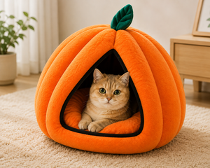 Maison pour animaux Pumpkin Pet House OEM ODM avec logo personnalisé, lit douillet et confortable pour chat et chien, fabricant direct - Product Image 5