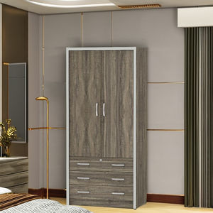 Armario de aglomerado de 2 puertas y 3 cajones de diseño contemporáneo moderno, muebles sencillos, gran espacio para el hogar, dormitorio, Hotel, gimnasio, Hospital, bricolaje - Product Image 1