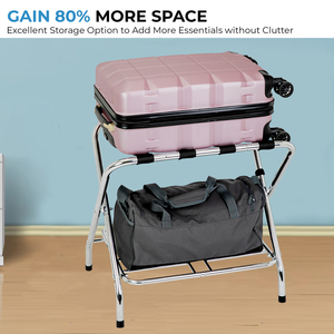 ชั้นวางกระเป๋าเดินทางแบบพับได้ ทำจากโลหะ พร้อมชั้นวางด้านล่าง ผลิตในไต้หวัน สำหรับใช้ในเชิงพาณิชย์ - Product Image 3