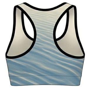 Summer Gym Women's Striped Racerback Sports Bra Scoop Neck Medium Support Breathable Spandex Polyester Yoga <b>Top</b> Seamless Design - Product Image 2