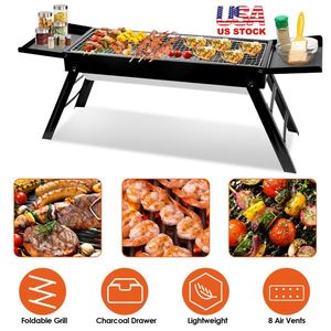 Portable Foldable BBQ Griddle for Outdoor Camping Garden Backyard Hibachi Lamb Skewer Kabob Barbecue Grill - Product Image 1