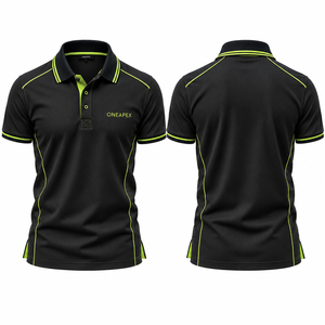 Men's <b>Black</b> <b>Polo</b> <b>Shirt</b> Custom Logo Quick Dry Sportswear Short Sleeve Collar <b>T</b> <b>Shirt</b> Performance Wholesale Manufacturer - Product Image 1