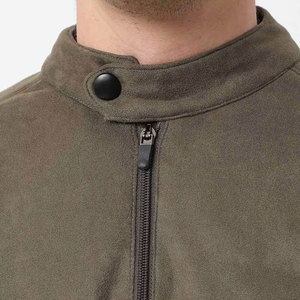 Blouson Bomber en Daim pour Homme, Col Montant, Motif Carreaux, Couleur Unie, Coupe Droite, Doublure Chaude, Réversible - Product Image 4