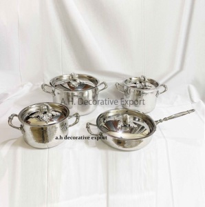 Handcrafted Hammered Gold <b>Cookware</b> <b>Set</b> Premium Casserole Pots and Frying Pan with Pumpkin Lids Professional Export Quality - Product Image 6