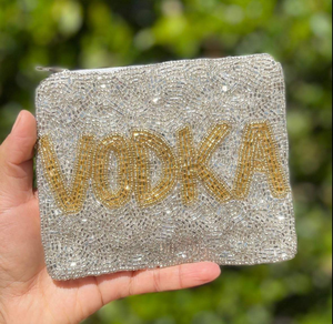 Porte-monnaie perlé VODKA Or, style bohème mignon, en toile, avec fermeture éclair, pour l'été, pochettes, pochettes à main, cadeau pour meilleure amie par MD HANDICRAFTS - Product Image 4