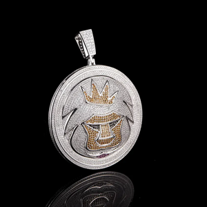 Pendentif Tête de Lion Couronnée en Argent 925 pour Homme, Plaqué Rhodium, Micro-Pavé de Moissanite, Style Hip Hop - Product Image 4