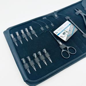 Kit de herramientas de extensión de cabello negro mate con alicates de acero inoxidable, tijeras y herramientas esenciales para peinar el cabello a precio mayorista - Product Image 4