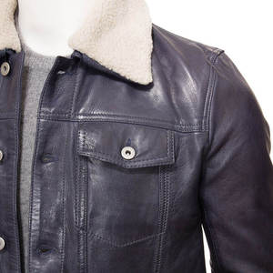 Blouson en cuir vintage pour homme avec fermeture éclair avant et col rabattable, style streetwear, meilleure vente, veste d'hiver - Product Image 6