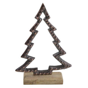 Ornements créatifs en métal pour arbre de Noël avec base en bois, parfaits pour la décoration intérieure de la maison, de la table ou du bureau, sculptures tendance - Product Image 5