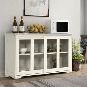 Credenza Moderna in Legno Massello con Anta Scorrevole per Sala da Pranzo, Soggiorno, Officina - Product Image 1