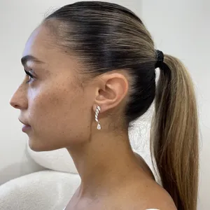 Pendientes de diamantes cultivados en laboratorio con corte pera y marquesa de 2.20 quilates, E F VS1, oro blanco de 14K, joyería fina para mujer - Product Image 4