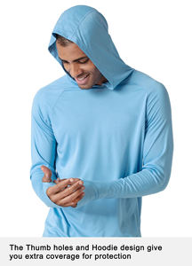 Hoodie de pêche personnalisé avec protection UV, fabricant OEM, fournisseur, 170 GSM, polyester interlock, étiquette privée, production en gros - Product Image 2