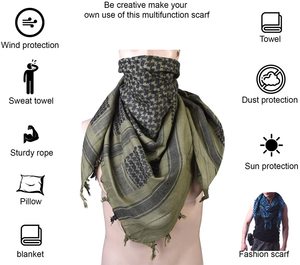 High Quality Desert Shemagh Keffiyeh <b>Scarf</b> 42 Inch <b>Square</b> Cotton Tactical Head Wrap Lightweight Windproof Custom OEM/ODM - Product Image 4