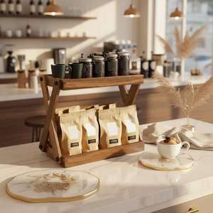 Wooden Three Tier <b>Storage</b> <b>Rack</b> For <b>Kitchen</b> Countertop With Drawer Minimalist Style Standing Type Durable Organization Unit shelf - Product Image 5