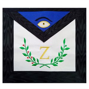 Tablier de Rite Écossais 4ème Degré AASR en peau d'agneau blanche, bordure noire, monogramme MB, broderie machine, artisanat symbolique, regalia rituel - Product Image 1