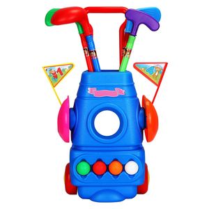 Ensemble de golf d'intérieur/extérieur pour tout-petits avec 4 balles, 4 clubs, 2 trous, 2 drapeaux, chariot de golf portable, jouet de golf pour jeunes joueurs - Product Image 1