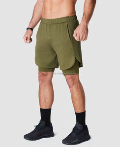 Custom Vintage Fitness Running 100% algodón hombres sudor 3D pantalla espuma Puff estampado gimnasio malla pantalones cortos con cordón - Product Image 3