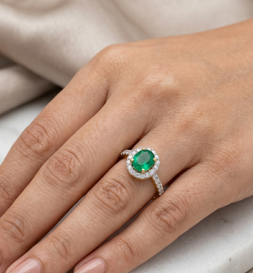 Wholesale 14k Yellow <b>Fine</b> <b>Rings</b> Handmade Engagement Emerald and Diamond Gemstone Pave Setting for Wedding and Party Trendy - Product Image 6
