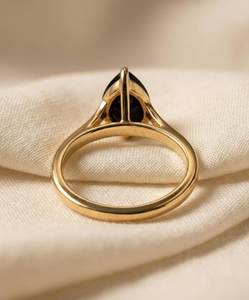 Black Onyx <b>Ring</b> Pear Cut <b>Solitaire</b> Engagement <b>Ring</b> 925 Sterling <b>Silver</b> 14K Gold Plated January Birthstone Gift - Product Image 5