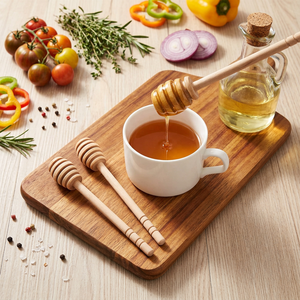 Wood Honey Dipper Spoon Set Long Handle Eco Friendly Minimalist Design Rustic Style Dishwasher Safe For <b>Tea</b> Coffee <b>Maker</b> - Product Image 4