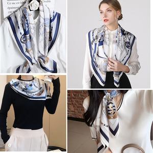Women Fashion Silk <b>Scarf</b> Lightweight Printed Satin Shawl Elegant Neck Hair Wrap Luxury Accessory Silk <b>Scarf</b> - Product Image 2