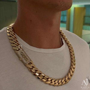 Collar de eslabones cubanos chapado en oro con moissanita, cadena con cierre y colgante estilo hip-hop para hombres y mujeres - Product Image 1