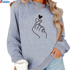 Sweat-shirts à manches longues à col rond avec imprimé cœur mignon et tendance, sweat-shirts à capuche personnalisés en relief, best-sellers - Product Image 5