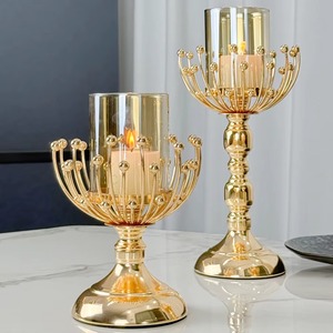Artistic metal & <b>crystal</b> candle <b>stand</b> for creating warm and inviting atmospheres High-end decorative candle holder - Product Image 3
