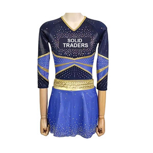 ชุดเชียร์ลีดเดอร์ผู้หญิงแบบสั่งทำพิเศษจาก Solid Traders ประดับด้วยคริสตัลวิบวับ ผลิตจากโพลีเอสเตอร์ 100% พิมพ์ลายแบบ Sublimation สีม่วง - Product Image 1