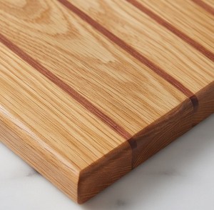 Planches à découper en bois avec poignée ronde foncée, ensemble de planches à découper rectangulaires rayées pour la cuisine - Product Image 5