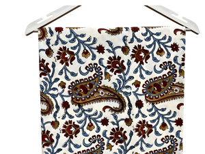 Premium white hand block print cotton <b>fabric</b> unstitched suit material featuring traditional paisley motifs and maroon floral - Product Image 6