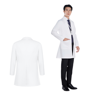 Blouse médicale unisexe en coton/élasthanne de haute qualité, blanche, tissée, pour médecins et infirmières, uniforme d'hôpital OEM - Product Image 1